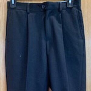 Boys Nautica Solid Black Turn Cuff Pleated Dress Pants Trousers 4 Pockets Sz: 10